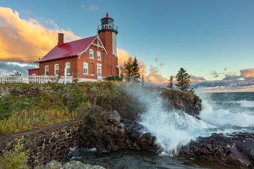 Historic Eagle Harbor Lighthouse n the Upper Peninsula of Michigan, USA