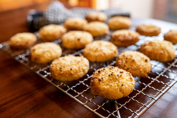 homemade crumble cookies on cooling rack