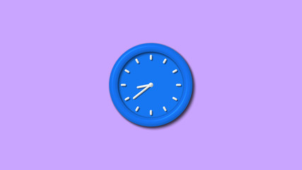 Amazing 3d wall clock icon on purple light background,12 hours clock icon