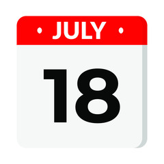 18 July calendar icon