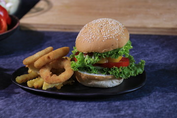 burger and fries