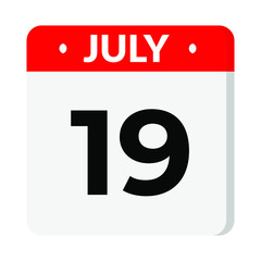 19 July calendar icon