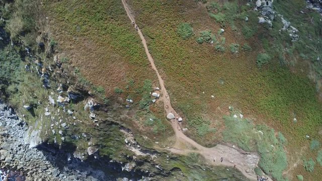 Faro de Bares, beautiful landscape in lighthouse area. Galicia,Spain. Aerial Drone Footage