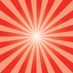 Sunburst background template. Red rectangular recto backdrop design. Scarlet red sunbeam background design for various purposes.