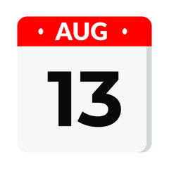 Fototapeta premium 13 August calendar icon