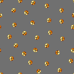 watercolor illustration of a seamless pattern of vintage Christmas Golden bells on a green background. happy new year and merry Christmas.