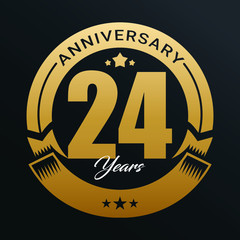 Fototapeta premium Anniversary logo, Year Anniversary logo design celebration, luxurious golden color logo. 