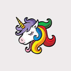unicorn head mascot, vector illustration