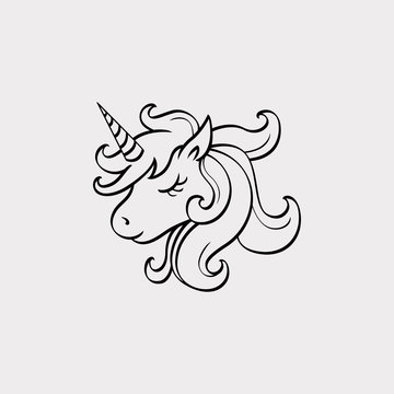 unicorn head mascot, vector illustration