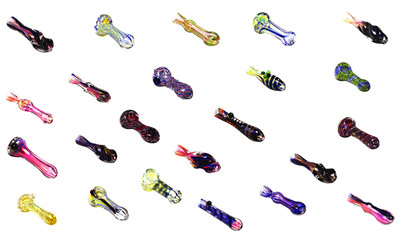 Glass Pipes to smoke out of. Bright color glass.