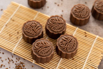 Mocha mooncake, a kind of traditional Chinese Snack for mid autumn festival