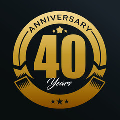 Fototapeta premium Anniversary logo, Year Anniversary logo design celebration, luxurious golden color logo. 