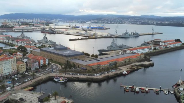 Ferrol, beautiful city of A Coruna. Galicia,Spain. Aerial Drone Footage