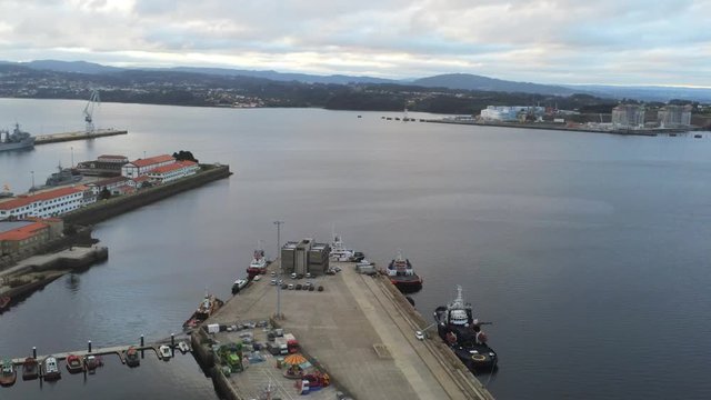  Ferrol, beautiful city of A Coruna. Galicia,Spain. Aerial Drone Footage