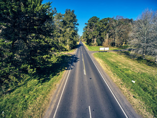 long lonely road located in the middle of a natural reserve in Berazategui, Buenos Aires, Argentina