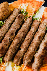 Shish kebab close-up. Traditional middle easter meat known also as Lula kebab in Armenia