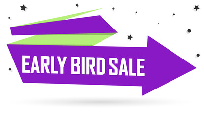 Early Bird Sale, promotion banner design template, discount tag, vector illustration