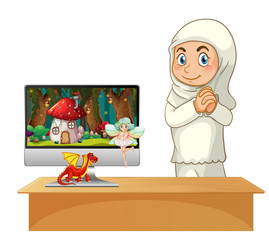Fairy tale on computer screen