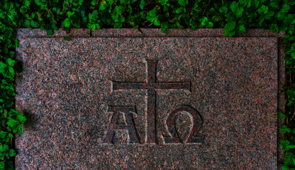 Alpha and Omega with cross
