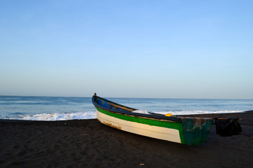 A fishing boat on the beach