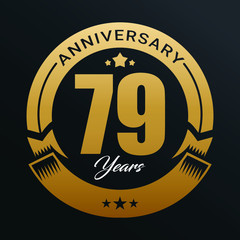 79th Anniversary logo,79 year Anniversary logo design celebration, luxurious golden color logo. 