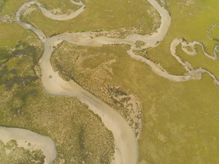 Estuary in Ria of Foz, coastal village of Lugo. Galicia.Spain. Aerial Drone Photo
