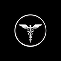 Caduceus doctor illustration vector logo design health care medical logo. - obrazy, fototapety, plakaty