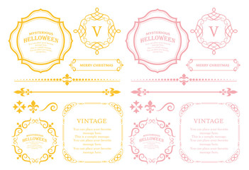 クリスマスのフレームセット、リースのデザイン、オーナメントや装飾デザイン