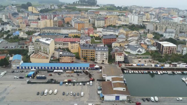 Foz, coastal village of Lugo. Galicia.Spain. Aerial Drone Footage