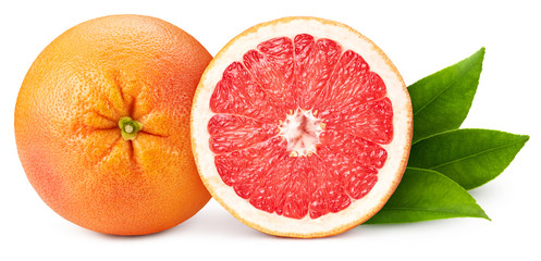 Fresh organic grapefruit isolated on white