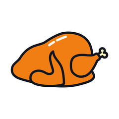 roasted chicken icon, line and fill style