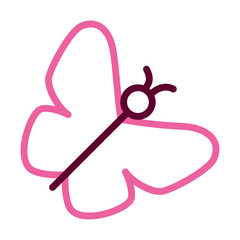 butterfly icon, half line half color style
