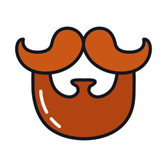 beard with mustache icon, line and fill style