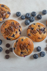 chocolate chip muffins with blueberries