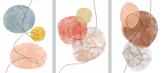 Set of Creative minimalist hand painted. Abstract arts background . Vector illustration