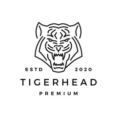 Fototapeta na wymiar tiger head monoline logo vector icon illustration