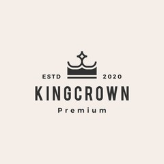 king crown hipster vintage logo vector icon illustration