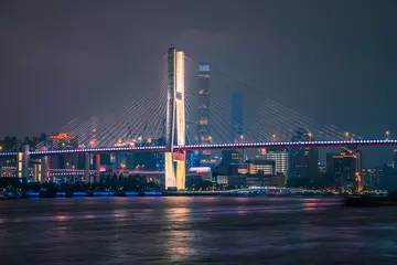 Papier Peint photo Pont de Nanpu Night view of Nanpu bridge, in Shanghai, China.