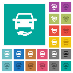 Car insurance square flat multi colored icons