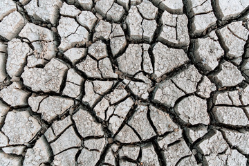 Global warming concept . Dry cracks in the land, serious water shortages.