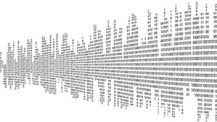 Big data futuristic design . Digital visualization . Particles stream . Binary background . Technology information concept . Vector