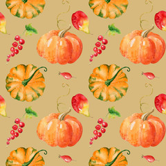 Hand painted watercolor pattern Thanksgiving Happy