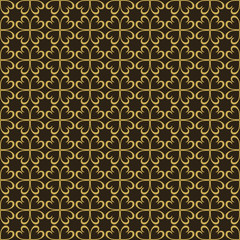 Decorative seamless pattern gold ornament on a black background. Perfect for your design: fabric, wallpaper, background image, wrapping paper