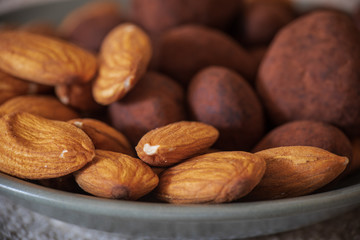 appetizing composition with nuts and chocolate