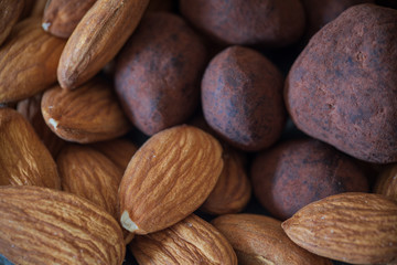 appetizing composition with nuts and chocolate