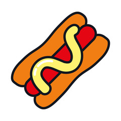 Naklejka premium hot dog icon, line and fill style