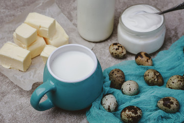 dairy products and quail eggs