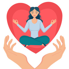 Girl hugs a big heart 3