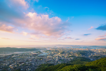 Fototapeta premium 皿倉山より望む北九州方面の夕景