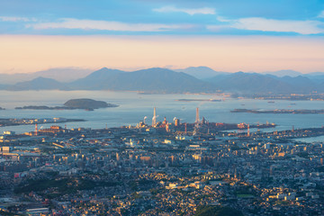 皿倉山より望む北九州方面の夕景